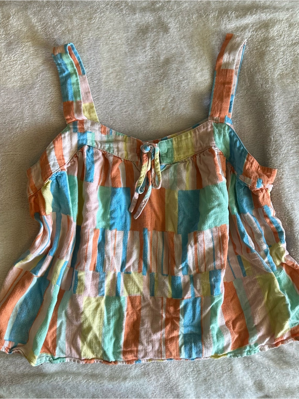 Wonderly Patchwork Stripe Tank - Blue, Orange, Yellow, Pink, Green Size M
